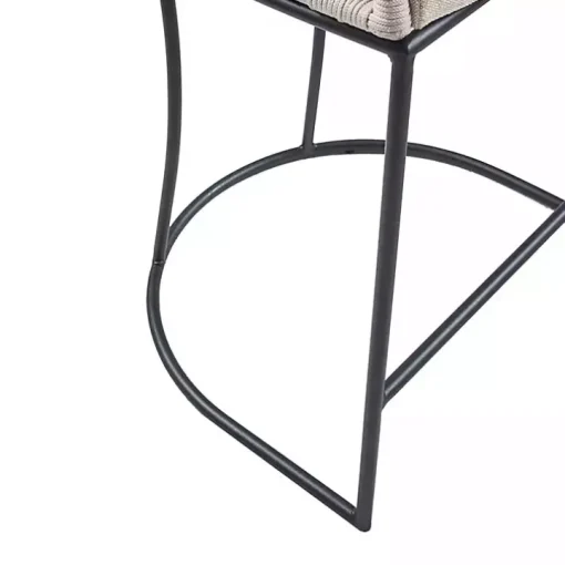 Rustic White Woven Rope Back Counter Stool