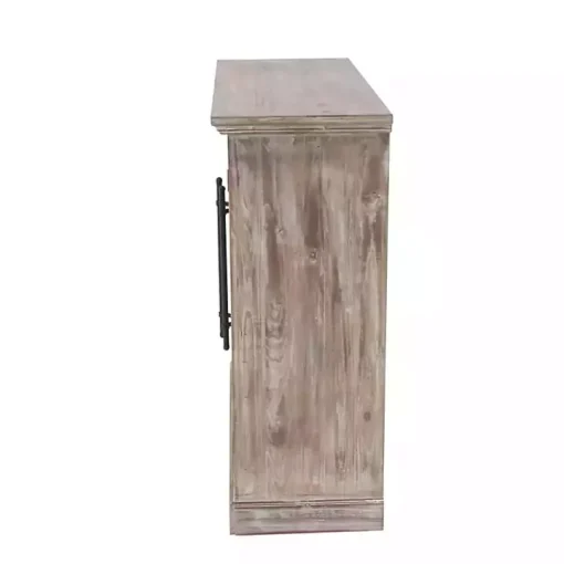Rustic Wood and Glass 2-Door Cabinet