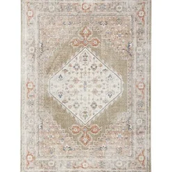 Sage Distressed Medallion Washable Area Rug, 5x7