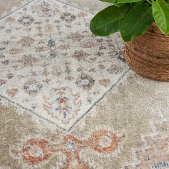 Sage Distressed Medallion Washable Area Rug, 5x7