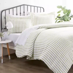 Sage Rugged Stripes Puffed King 3-pc. Duvet Set