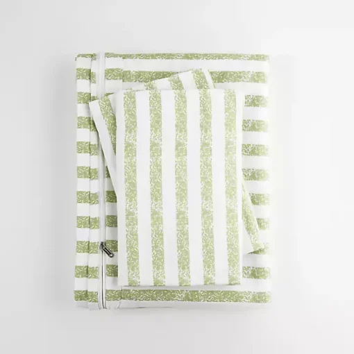 Sage Rugged Stripes Puffed King 3-pc. Duvet Set