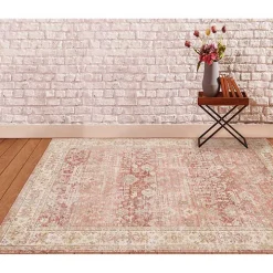 Salmon Vintage Border Area Rug