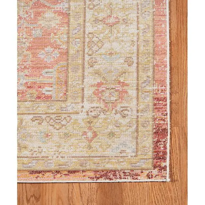 Salmon Vintage Border Area Rug