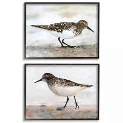 Sandpiper on Coast Framed 2pc Canvas Art Print Set