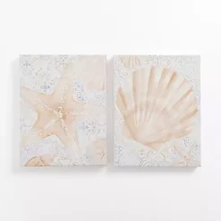 Sandy Seashells Canvas Art Prints, Set of 2