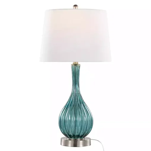 Sapphire Crackle Glass Table Lamps, Set of 2
