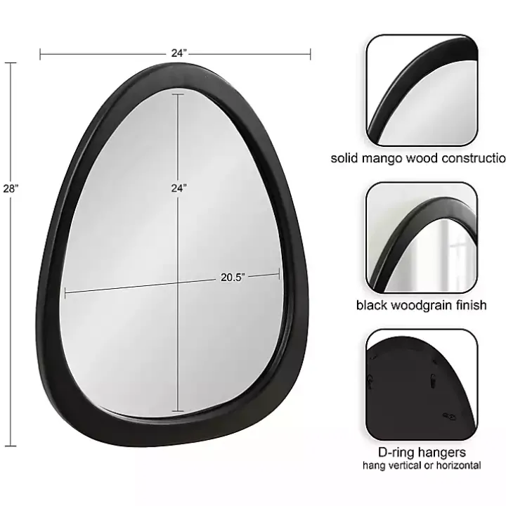 Satin Black Asymmetrical Wall Mirror