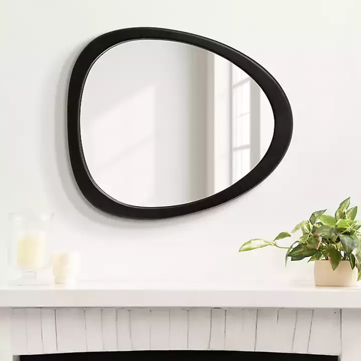 Satin Black Asymmetrical Wall Mirror