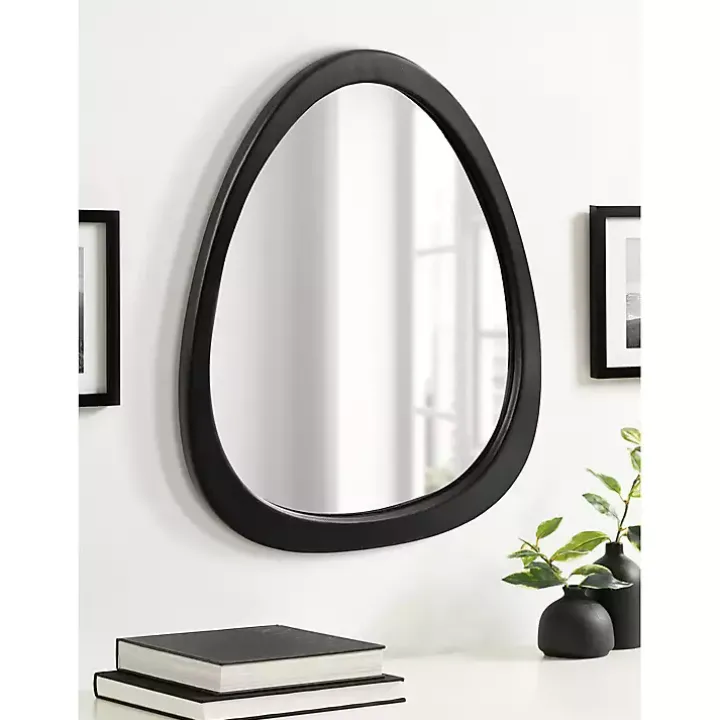 Satin Black Asymmetrical Wall Mirror