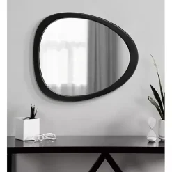 Satin Black Asymmetrical Wall Mirror