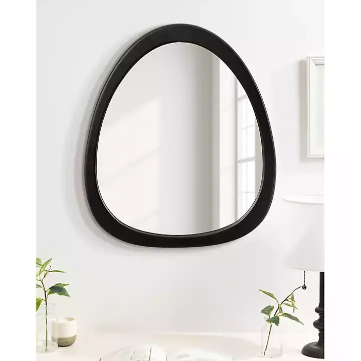 Satin Black Asymmetrical Wall Mirror