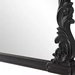 Satin Black Baroque Arched Wall Mirror