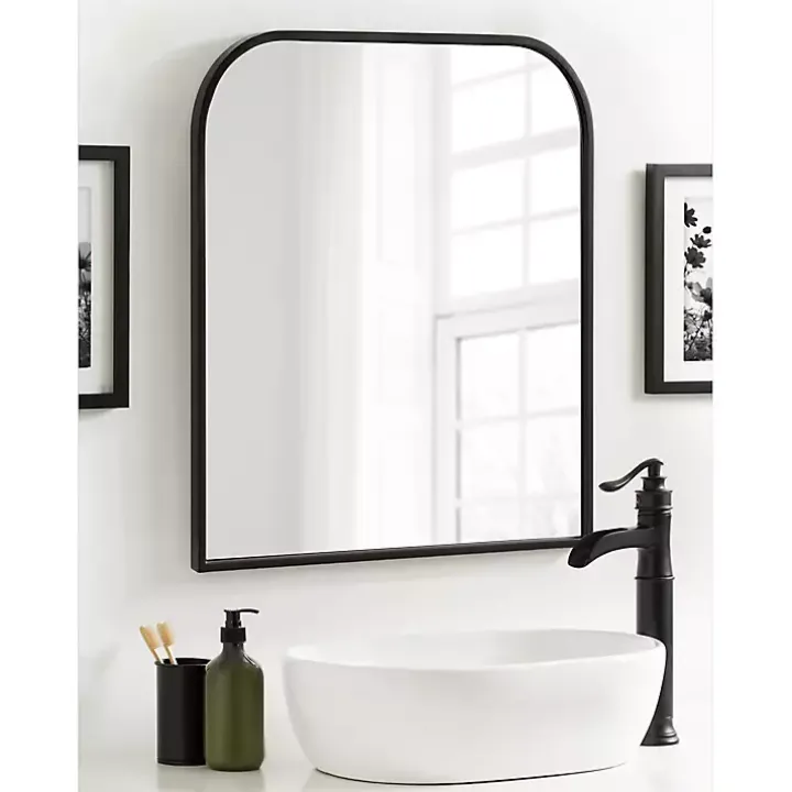 Satin Black Wide Arch Wall Mirror