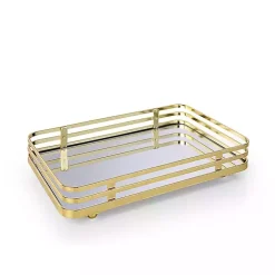 Satin Gold Mirrored Vanity Tray