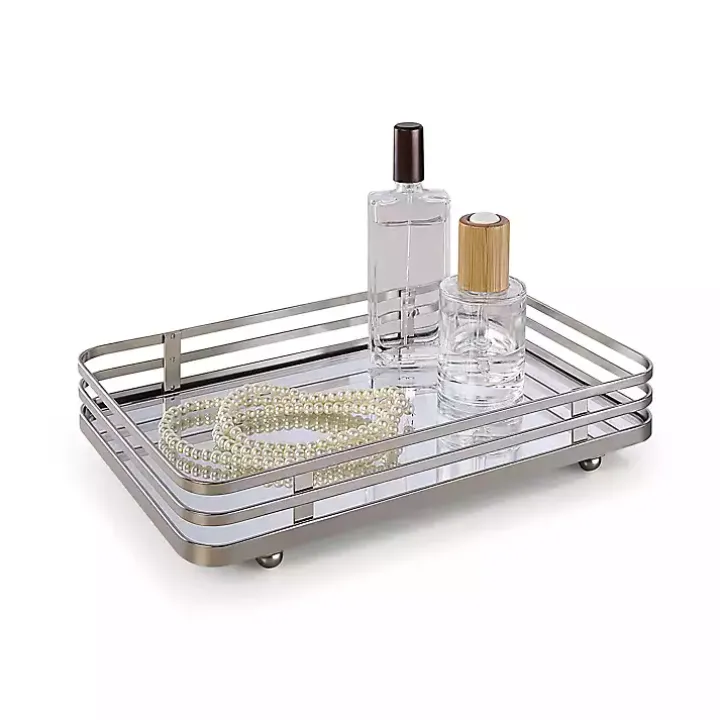 Satin Nickel Mirrored Vanity Tray