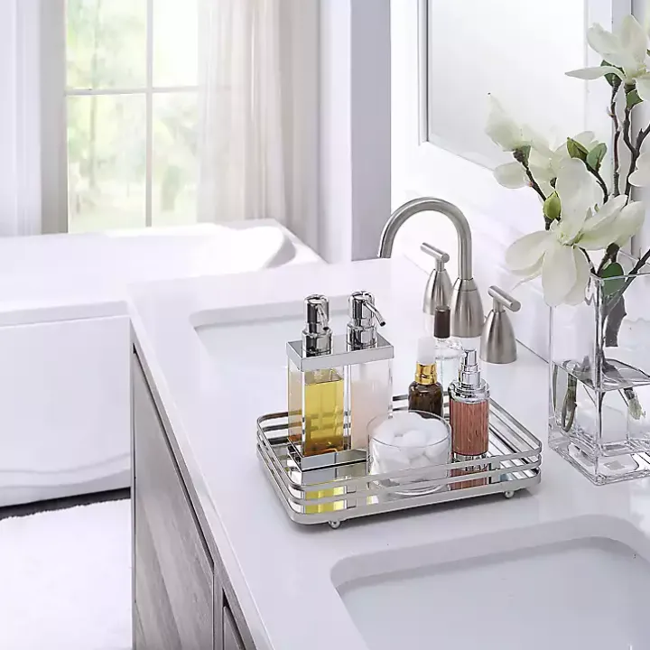 Satin Nickel Mirrored Vanity Tray