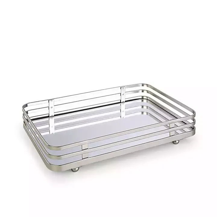 Satin Nickel Mirrored Vanity Tray