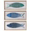 School of Fish Wooden and Metal Plaques, Set of 3