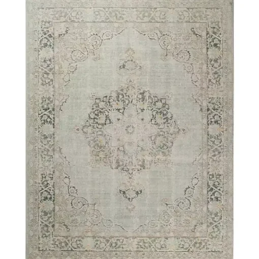Sea Green Vintage Medallion Area Rug, 7x10