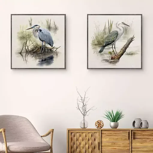 Seabird Portrait Framed Canvas Prints, Set of 2