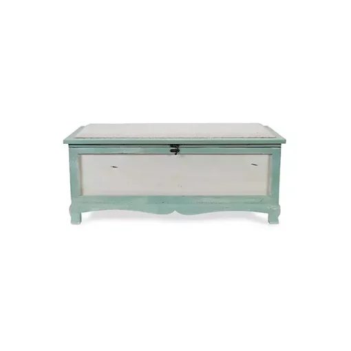 Seafoam Green Shabby Chic Storage Bench