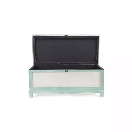 Seafoam Green Shabby Chic Storage Bench