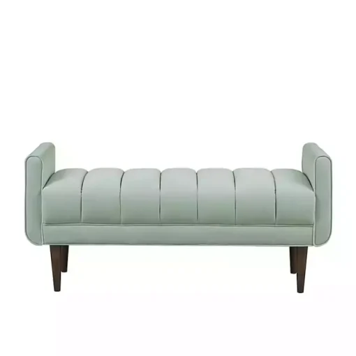 Seafoam Green Velvet Bench