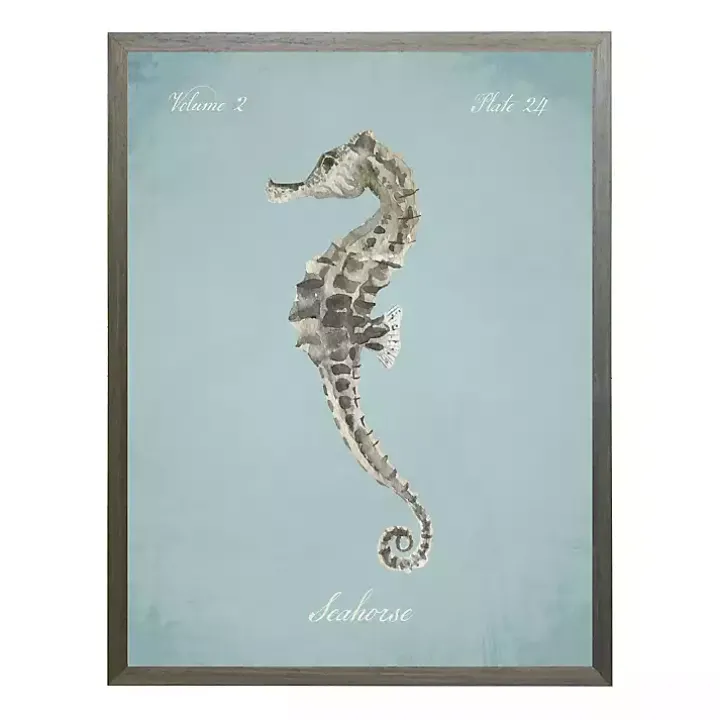 Seahorse in Blue Framed Art Print