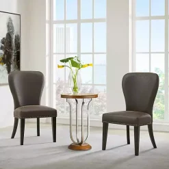 Sevana Brown Faux Leather Dining Chairs, Set of 2