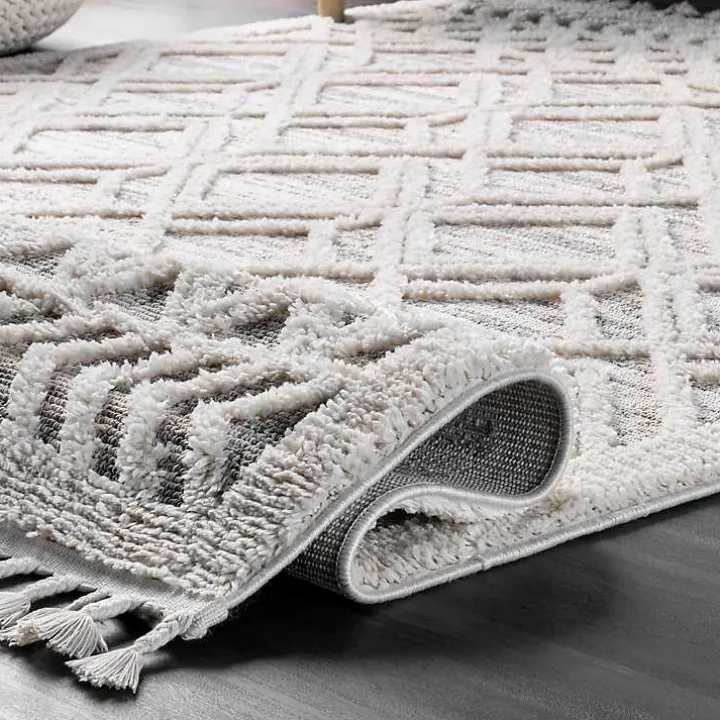 Shaggy Lattice Tassel Ansley Area Rug, 5x7