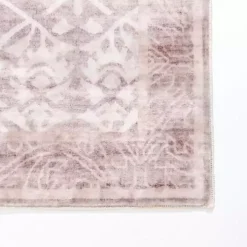 Shiva Red Botanical Washable Area Rug, 5x8