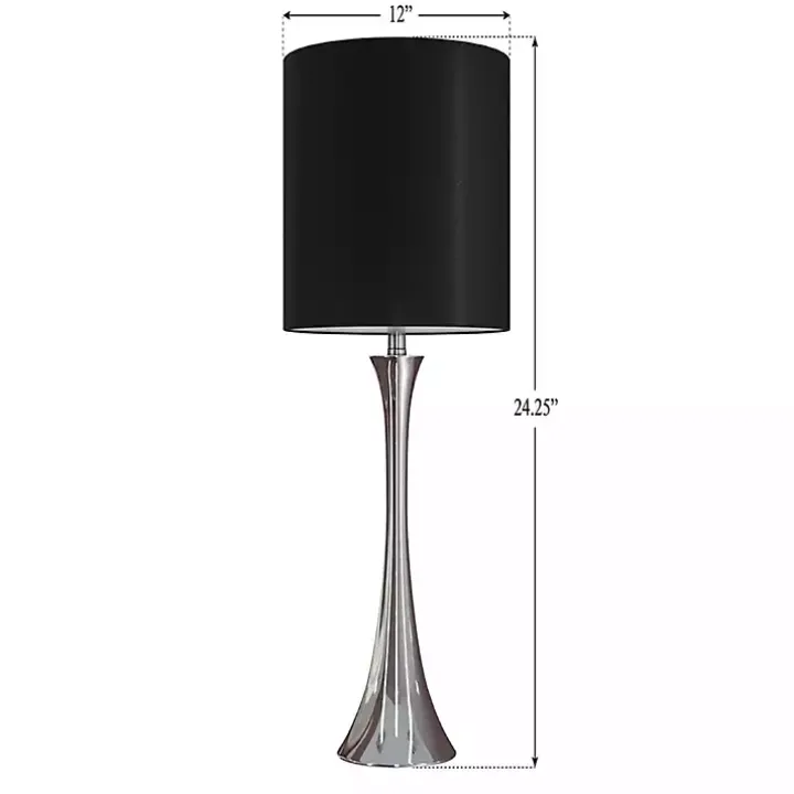 Silver and Black Tapered Table Lamps, Set of 2