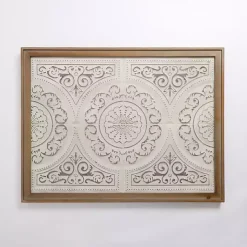 Silver Medallion Metal and Wood Wall Plaque