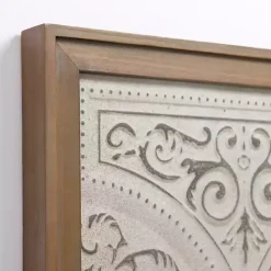 Silver Medallion Metal and Wood Wall Plaque