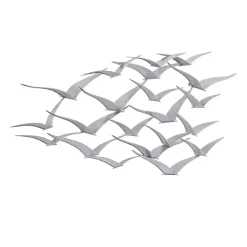 Silver Metal Flock of Birds Wall Plaque