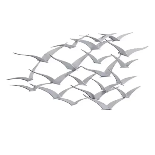 Silver Metal Flock of Birds Wall Plaque