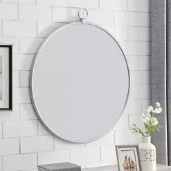 Silver Metal Frame Round Wall Mirror