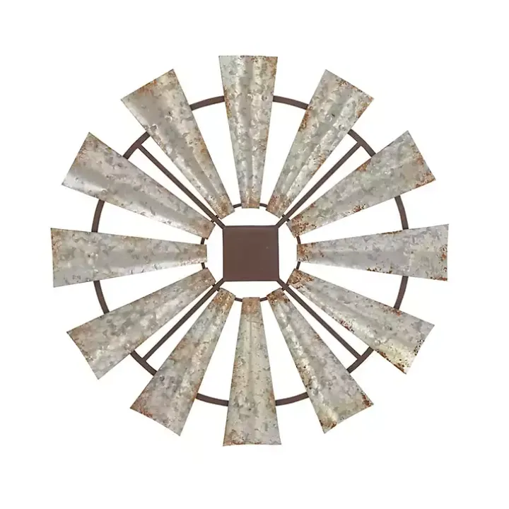 Silver Metal Windmill Wall Plaque