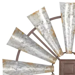 Silver Metal Windmill Wall Plaque