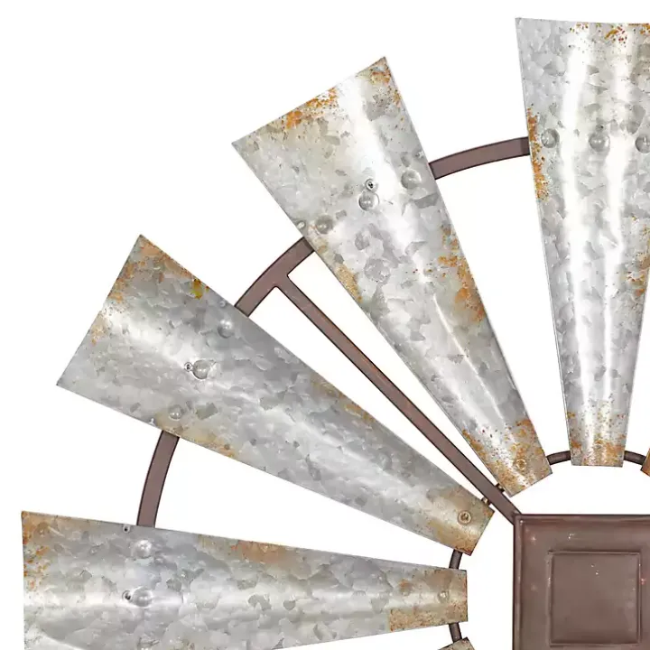 Silver Metal Windmill Wall Plaque