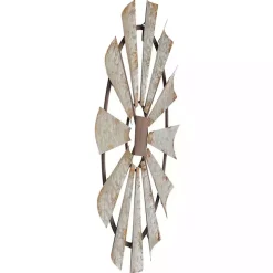 Silver Metal Windmill Wall Plaque
