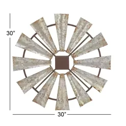 Silver Metal Windmill Wall Plaque