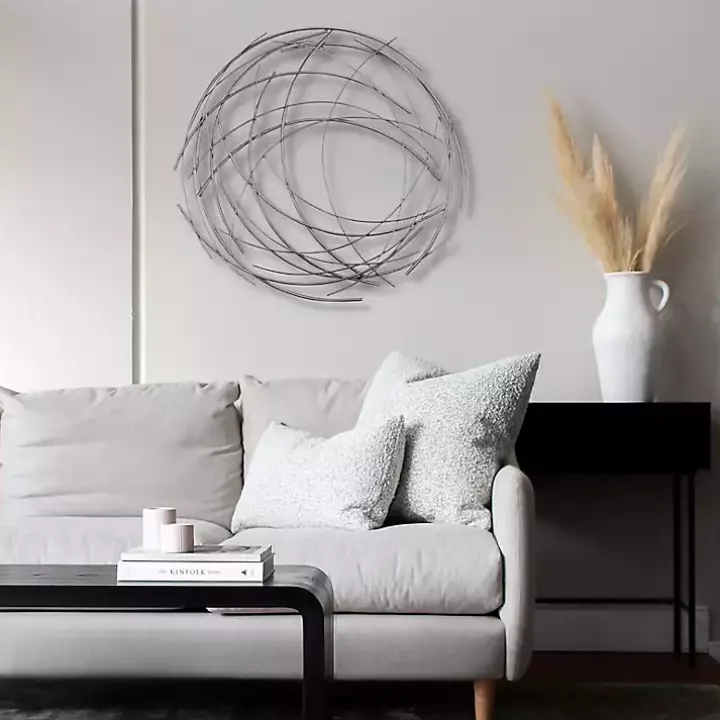 Silver Metal Wire Abstract Wall Plaque
