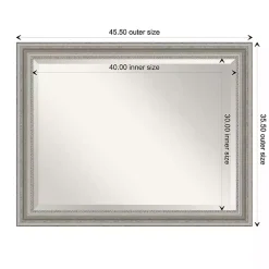 Silver Patina Scallop Framed Mirror, 35x45 in.