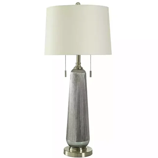 Silver Ribbed Glass Table Lamp