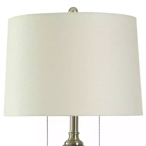 Silver Ribbed Glass Table Lamp