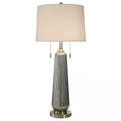 Silver Ribbed Glass Table Lamp