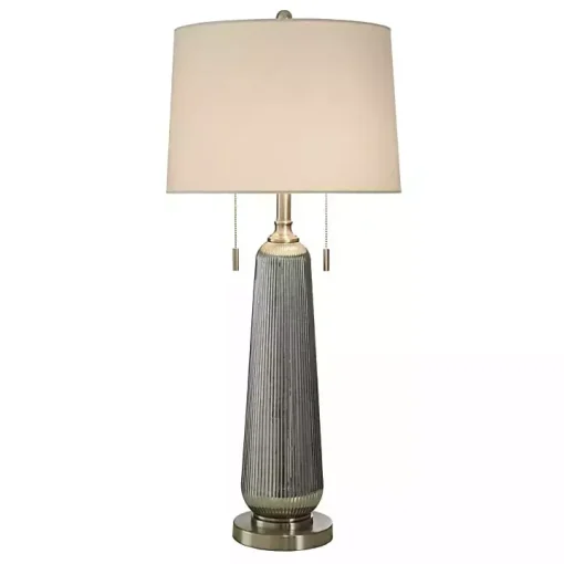Silver Ribbed Glass Table Lamp