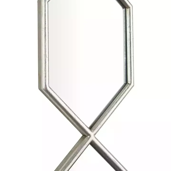 Silver Slim Stacked Hexagons Wall Mirror